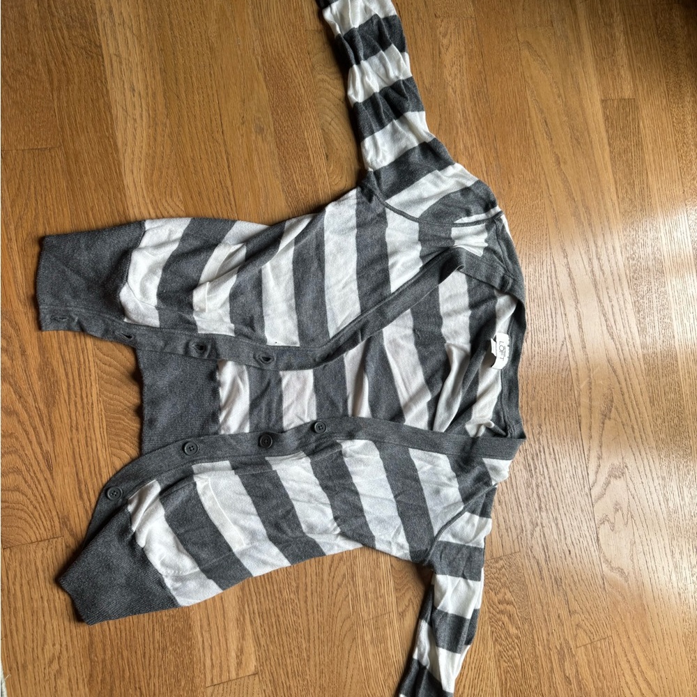 LOFT Black and White Fitted Buttoned Bodysuit